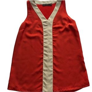 The Limited Red/Tan Mixed Media Top Size Small NWOT
